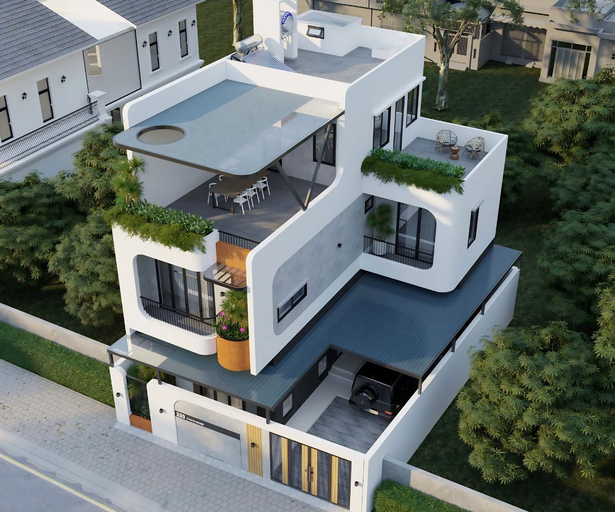 Bố cục chữ L giúp hình thành khoảng sân thoáng và tạo thêm nhiều mặt tiếp xúc với thiên nhiên (Ảnh: Sưu tầm)