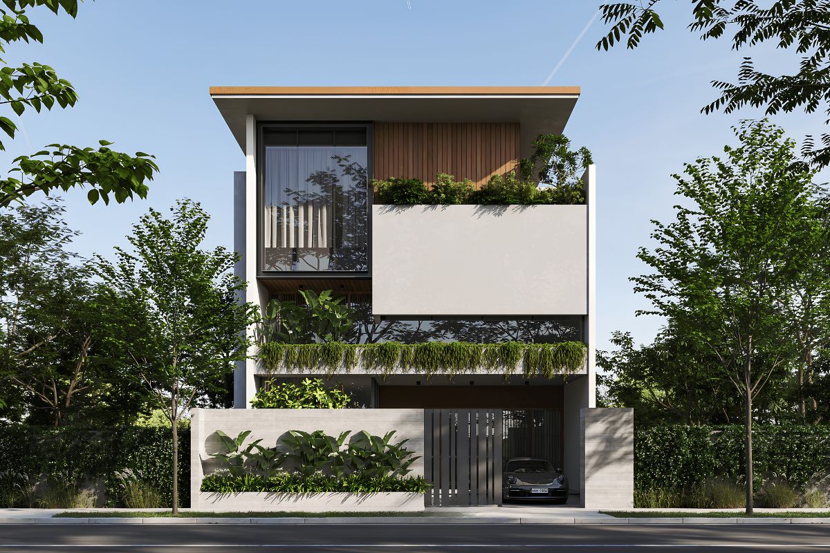 Gara được tích hợp trực tiếp trong công trình giúp việc sử dụng phương tiện trở nên thuận tiện hơn (Ảnh: Sưu tầm)