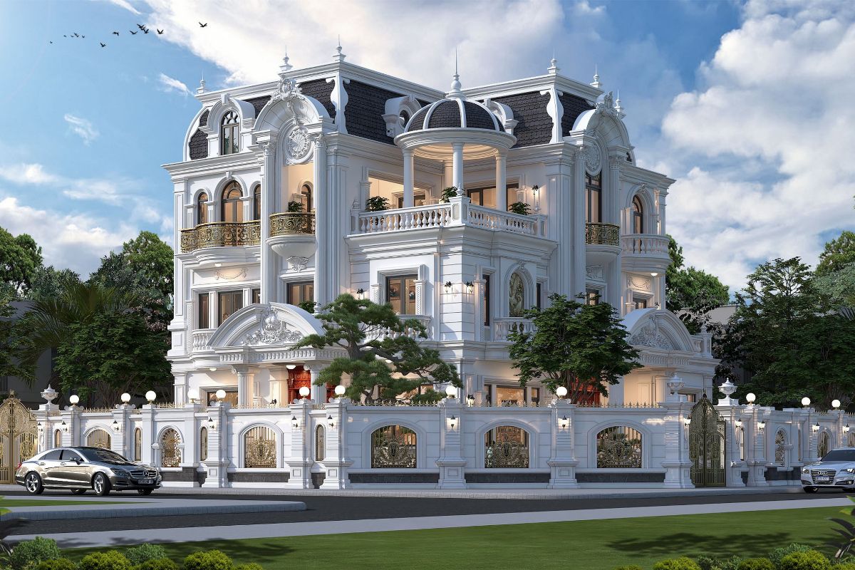 Mẫu biệt thự 3 tầng 2 mặt tiền đẹp nhất 2026 & báo giá tối ưu 12 Biệt thự 3 tầng 2 mặt tiền lâu đài mini phù hợp với gia chủ yêu thích vẻ đẹp quyền quý và ấn tượng (Ảnh: Sưu tầm)