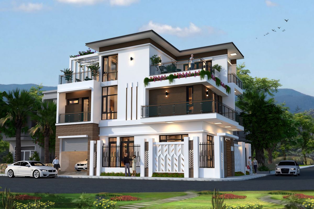 Mẫu biệt thự 3 tầng 2 mặt tiền đẹp nhất 2026 & báo giá tối ưu 30 Biệt thự 3 tầng 2 mặt tiền có gara đáp ứng nhu cầu sử dụng thực tế của các gia đình hiện đại (Ảnh: Sưu tầm)