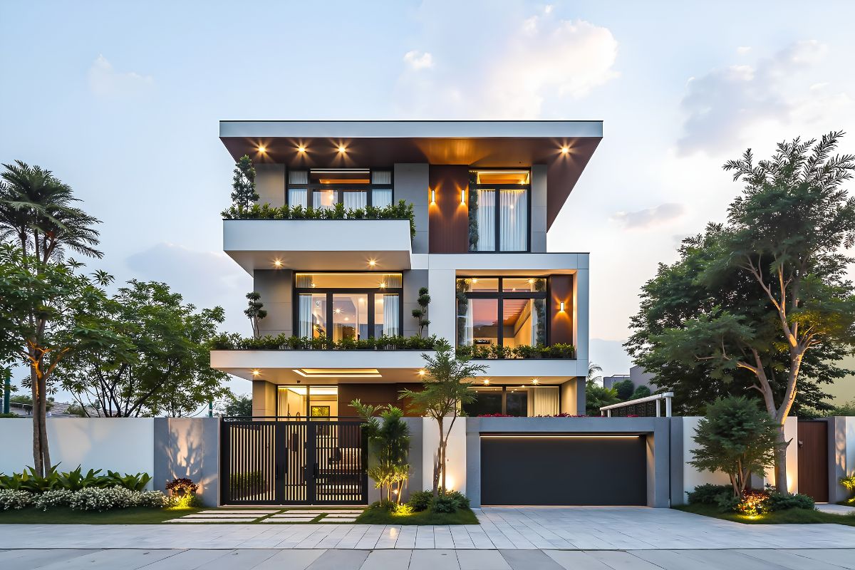 Mặt tiền đóng vai trò quan trọng trong việc tạo nên bản sắc riêng cho biệt thự phố (Ảnh: Sưu tầm)