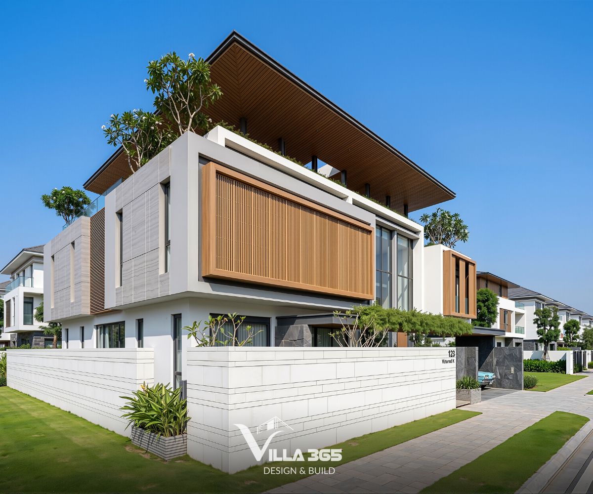 Tường bê tông ngăn chặn nắng hướng Tây xâm nhập vào bên trong công trình