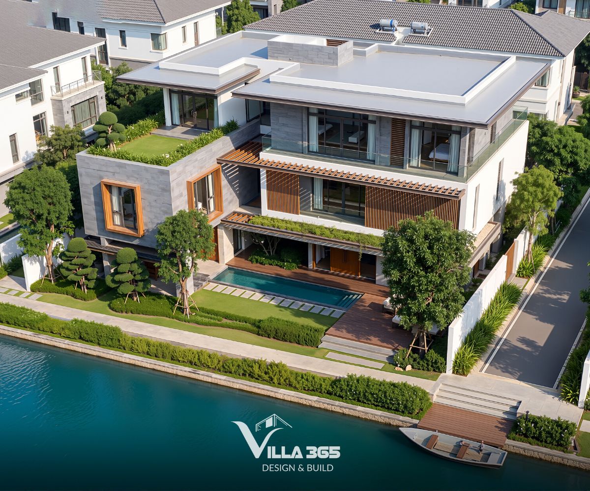 Hà Thanh Villa - Biệt thự ngoại ô với thiết kế mở, hòa trộn cùng cảnh quan sông nước 4 Thay vì khép kín bằng hàng rào, Hà Thanh Villa lựa chọn mở rộng sân vườn về phía dòng sông