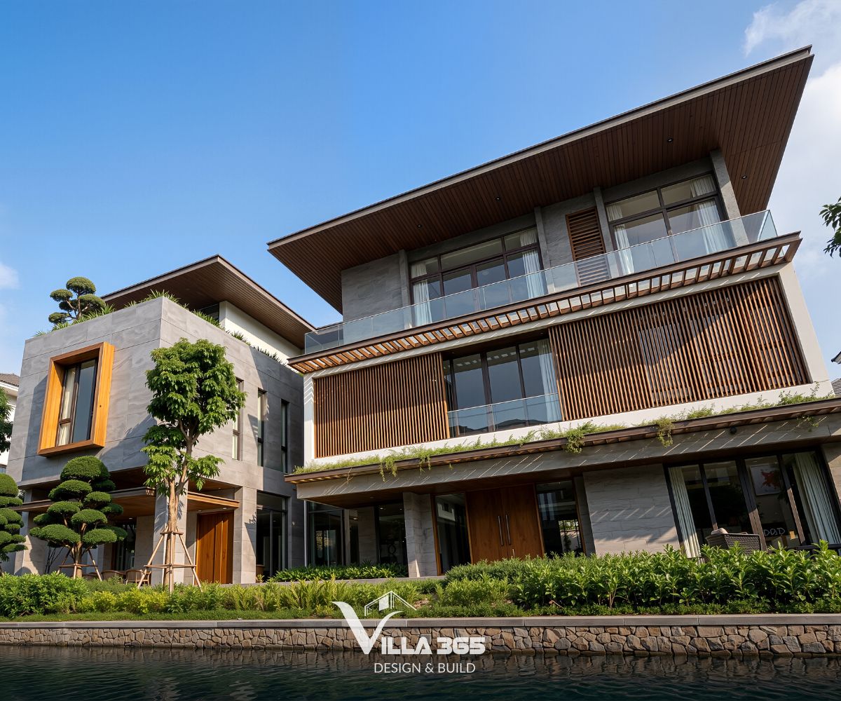 Hà Thanh Villa - Biệt thự ngoại ô với thiết kế mở, hòa trộn cùng cảnh quan sông nước 13 Lam gỗ không chỉ tạo điểm nhấn thẩm mỹ mà còn đóng vai trò như lớp lọc nắng hiệu quả