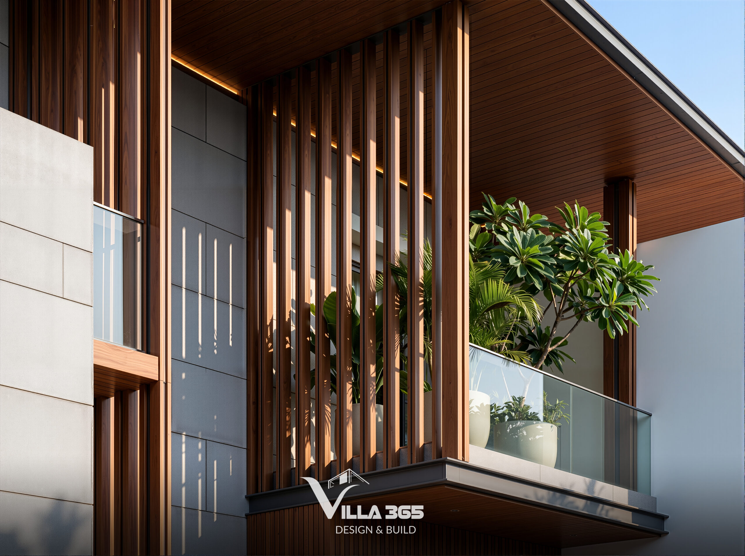 Biệt thự hiện đại Hạ Villa – Chốn bình yên mang âm hưởng mùa hạ 8 Những bụi cây thấp đua ra tạo nên tính phong phú cho cảnh quan