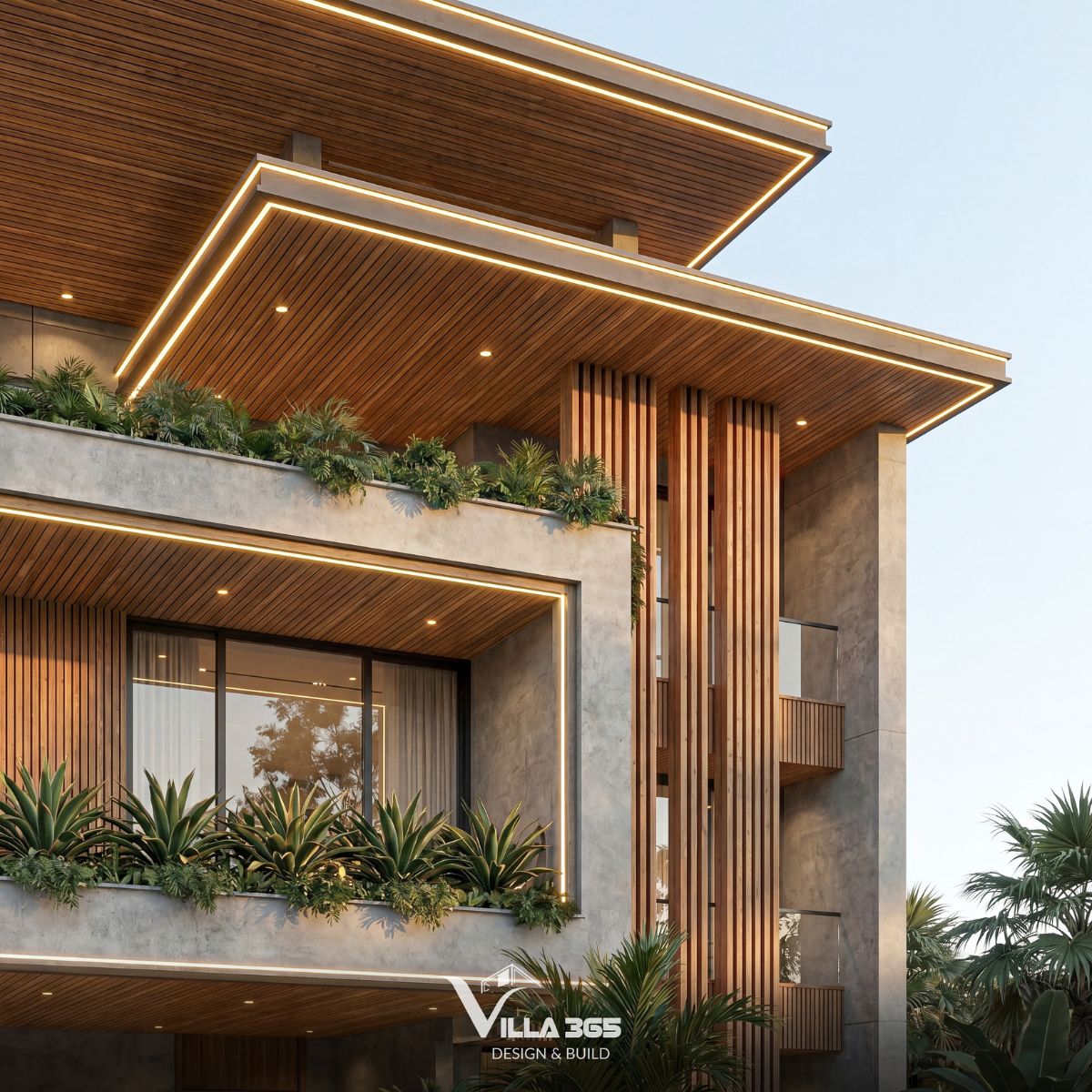 Hoài Villa – Tổ ấm của những hoài niệm tinh tế 3 Những khoảng thở khoáng đạt tạo nên bởi hệ mái và ban công