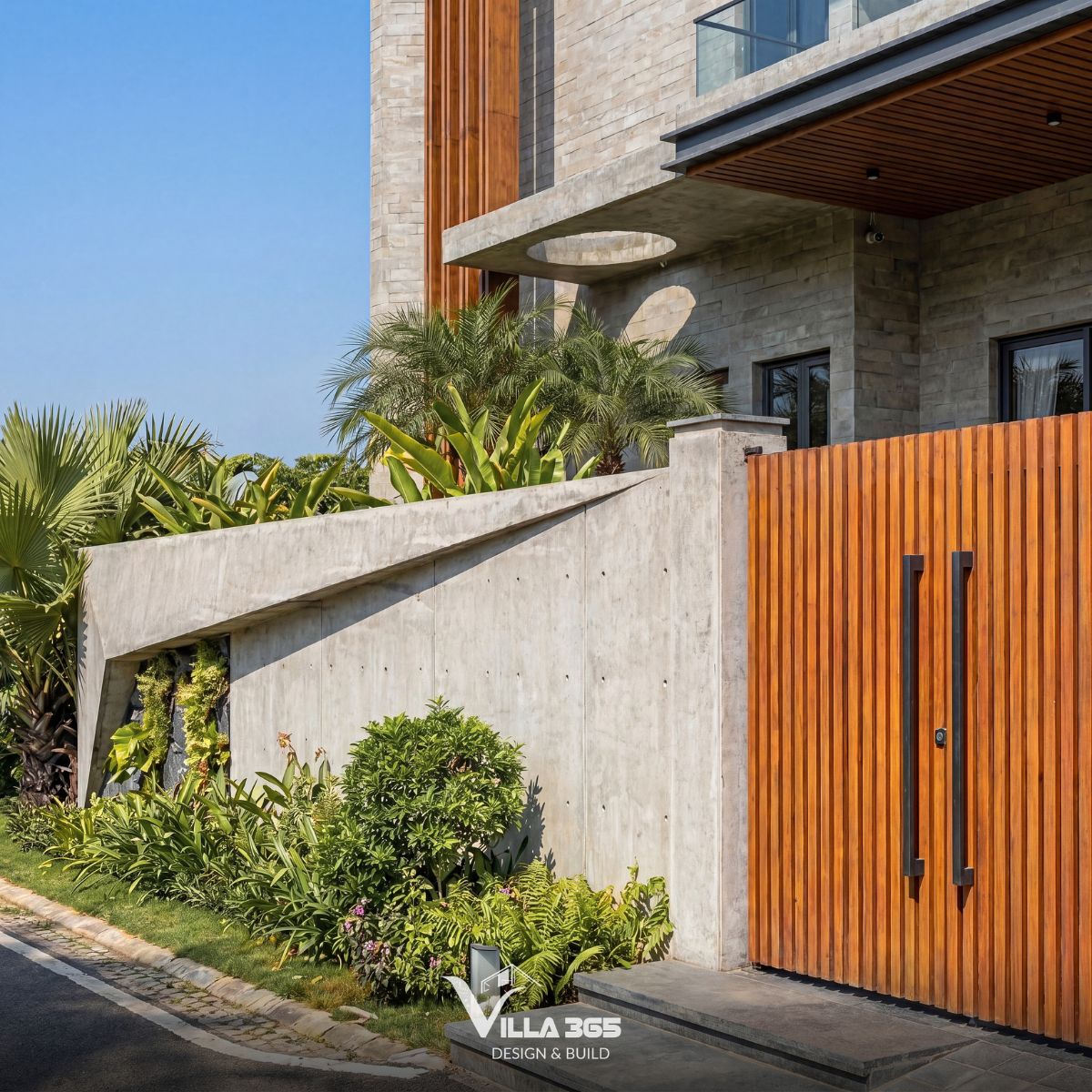 Nguyên Mộc Villa – Khi kiến trúc thuận tự nhiên trở thành giải pháp chống nóng bền vững 8 Bê tông nguyên bản không sơn trát, để lộ bề mặt nhám thô mộc