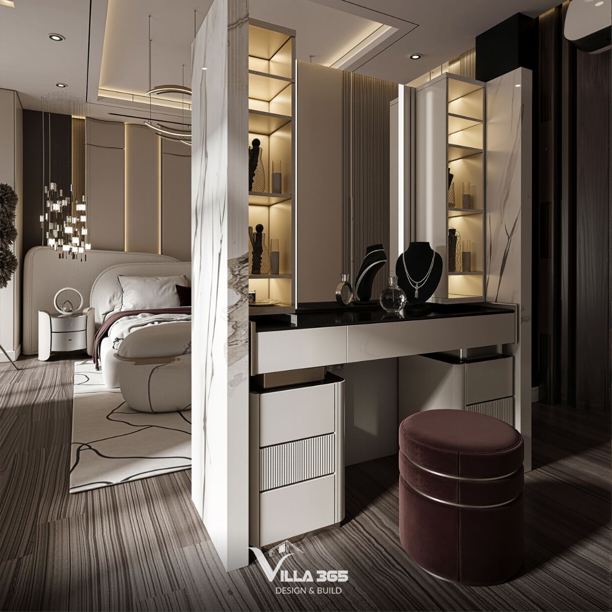 Thiết kế nội thất Infinity Villa – Nơi kết nối yêu thương 12 Phòng ngủ tích hợp bàn trang điểm tiện nghi