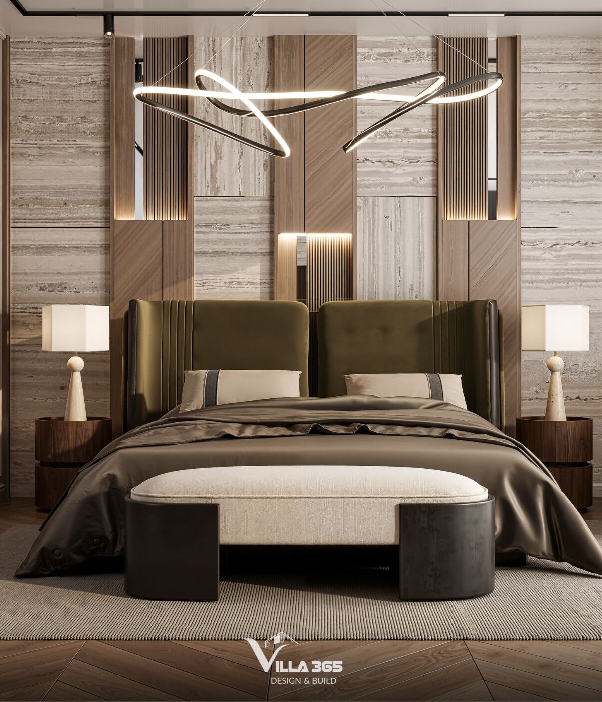 Thiết kế nội thất The Gardenia Suite – Khi thiên nhiên trở thành chất liệu kiến tạo tổ ấm 6 Sắc xanh rêu xuất hiện vừa đủ như một điểm chạm của thiên nhiên, góp phần mang đến sức sống và chiều sâu cho tổng thể không gian