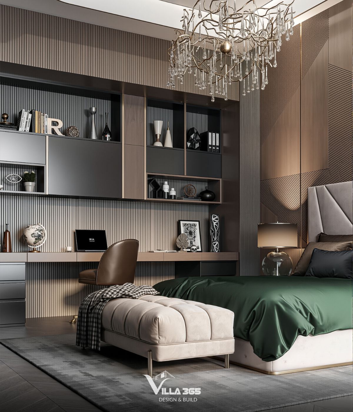 Thiết kế nội thất The Gardenia Suite – Khi thiên nhiên trở thành chất liệu kiến tạo tổ ấm 9 Một góc nhỏ trong phòng ngủ được tận dụng làm nơi làm việc tại nhà của gia chủ