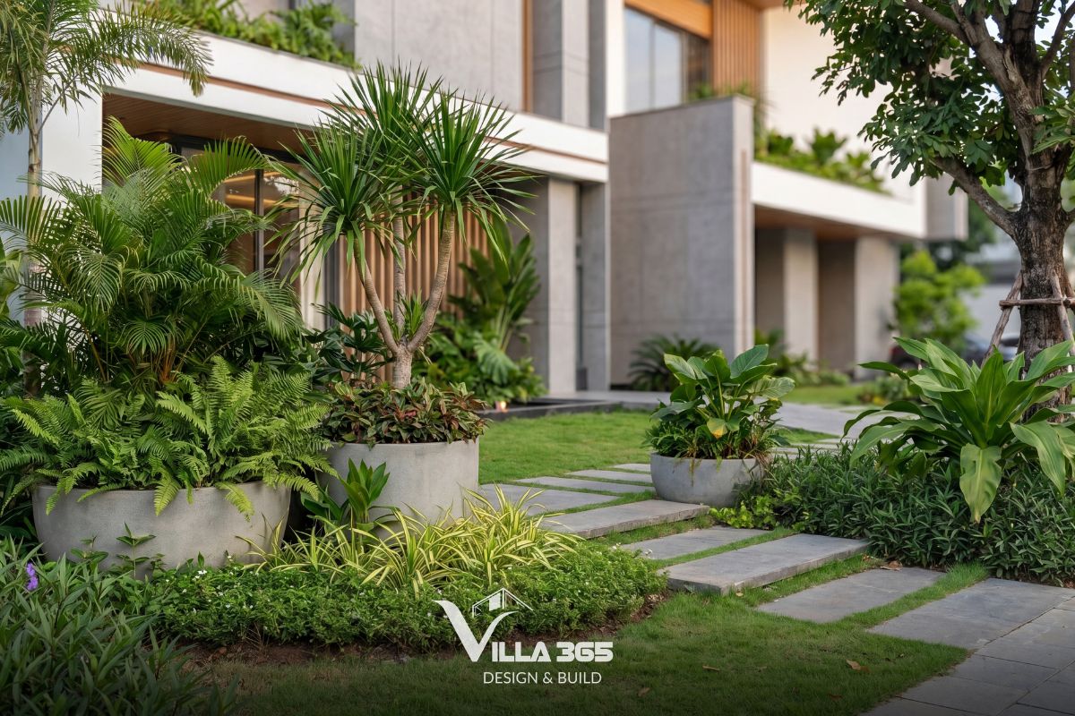 The Introvert Villa - Biệt thự hướng nội lấy cảm hứng từ bê tông trần 7 Lớp cỏ tự nhiên xanh mướt, được cắt tỉa bằng phẳng và chăm sóc kỹ lưỡng