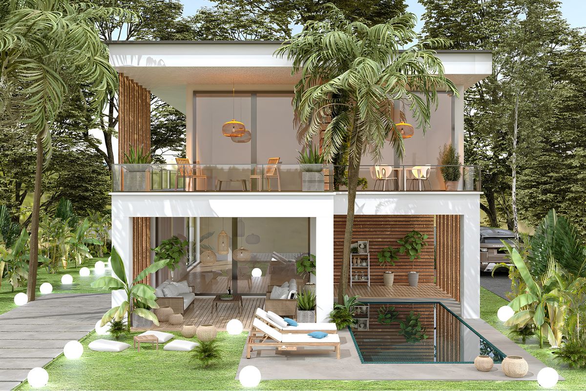Top mẫu thiết kế biệt thự Nhà Bè sang trọng & báo giá mới nhất 2026 20 Hồ bơi trở thành điểm nhấn nổi bật trong những mẫu biệt thự đẹp tại Nhà Bè (Ảnh: Sưu tầm)