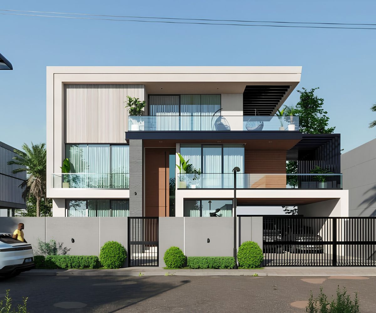 Báo giá thiết kế biệt thự quận 10 cập nhật mới nhất 2026 11 Biệt thự phố có gara là xu hướng được nhiều gia đình tại khu vực trung tâm lựa chọn (Ảnh: Sưu tầm)