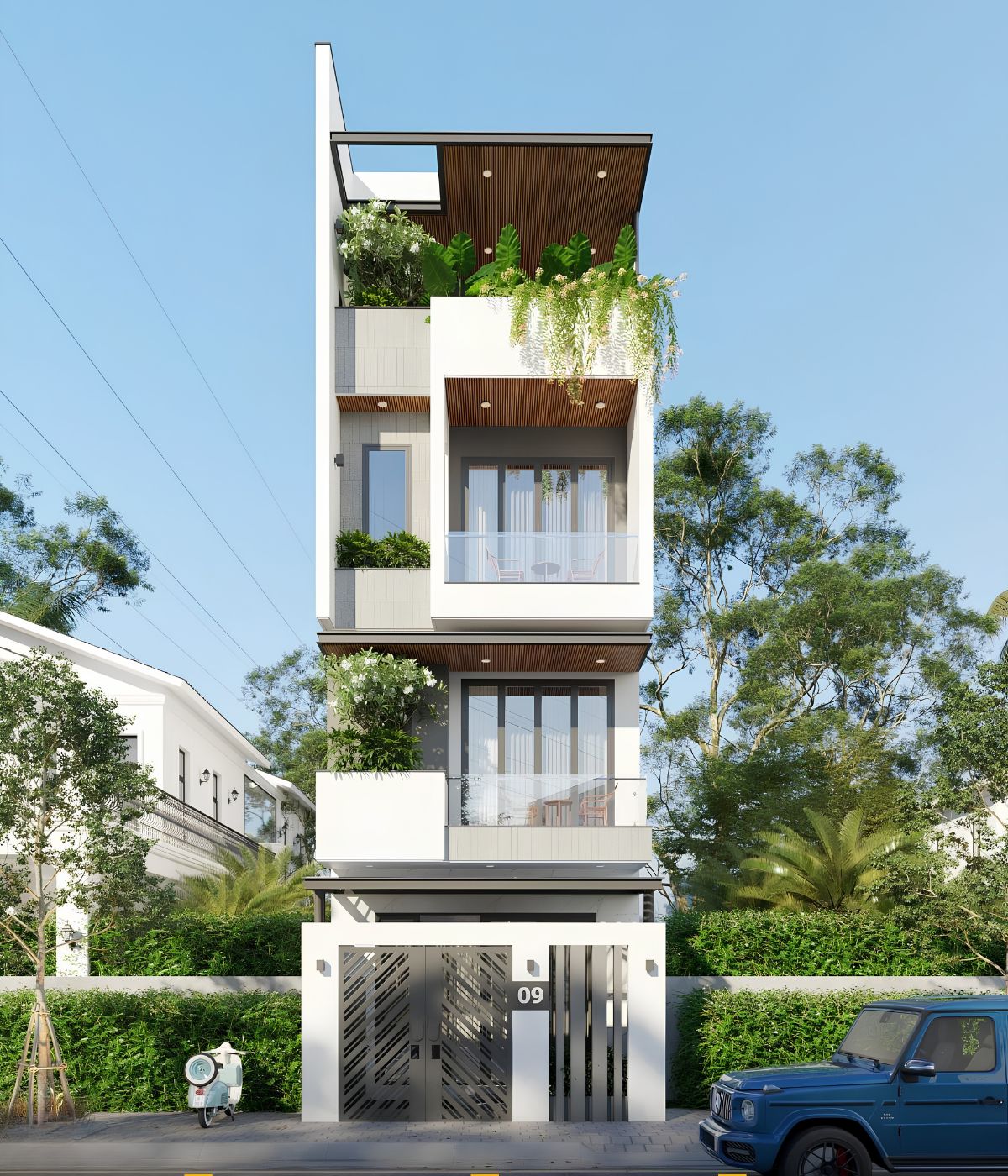 Báo giá thiết kế biệt thự quận 10 cập nhật mới nhất 2026 17 Đây là một trong những dạng thiết kế biệt thự Quận 10 phổ biến tại khu vực nội đô (Ảnh: Sưu tầm)