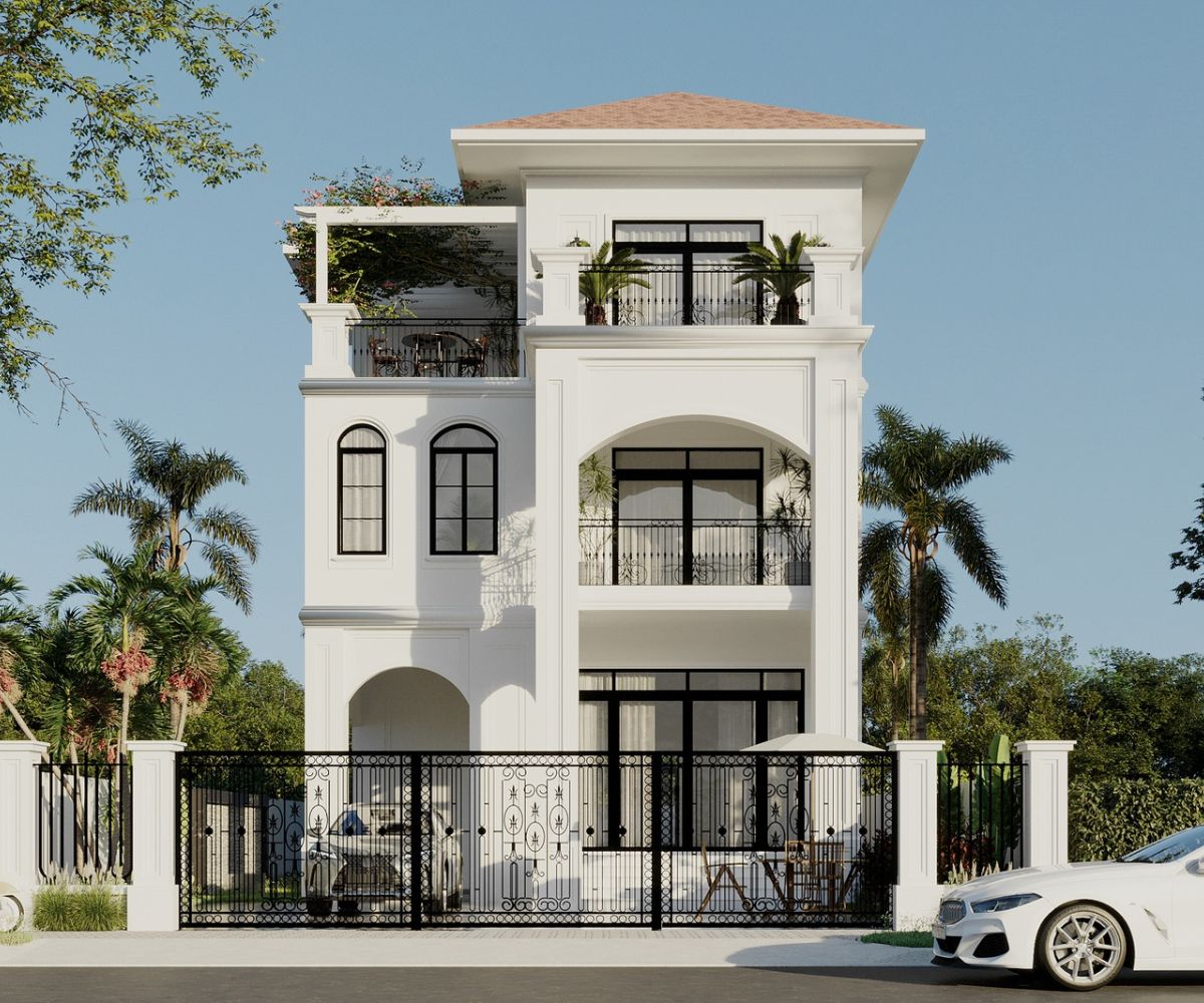 Báo giá thiết kế biệt thự quận 10 cập nhật mới nhất 2026 21 Biệt thự mặt tiền 8m sở hữu lợi thế lớn về thẩm mỹ và khả năng tổ chức không gian (Ảnh: Sưu tầm)