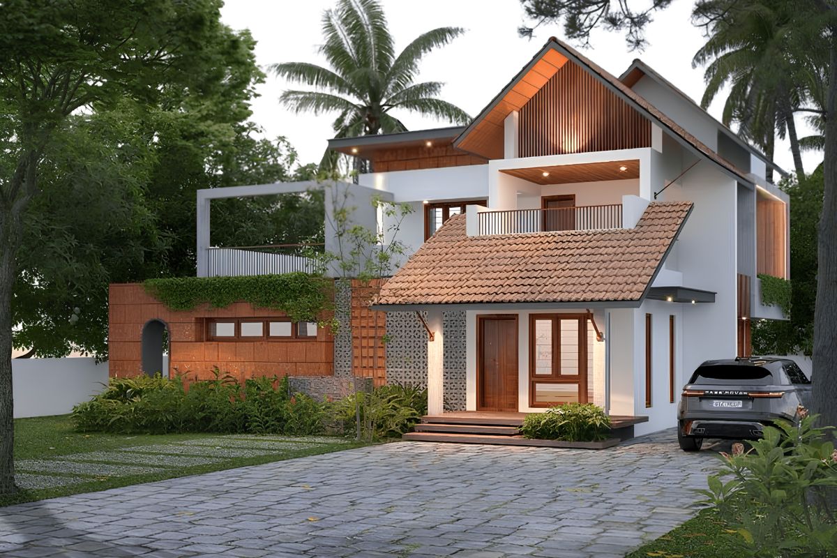 Mẫu Thiết Kế Biệt Thự 2 Tầng 100m2 Đẹp, Tối Ưu Công Năng Và Chi Phí Năm 2026 7 Độ dốc lớn giúp biệt thự 2 tầng mái Thái thoát nước nhanh, chống nóng và thích nghi tốt với khí hậu nhiệt đới (Ảnh: Sưu tầm)