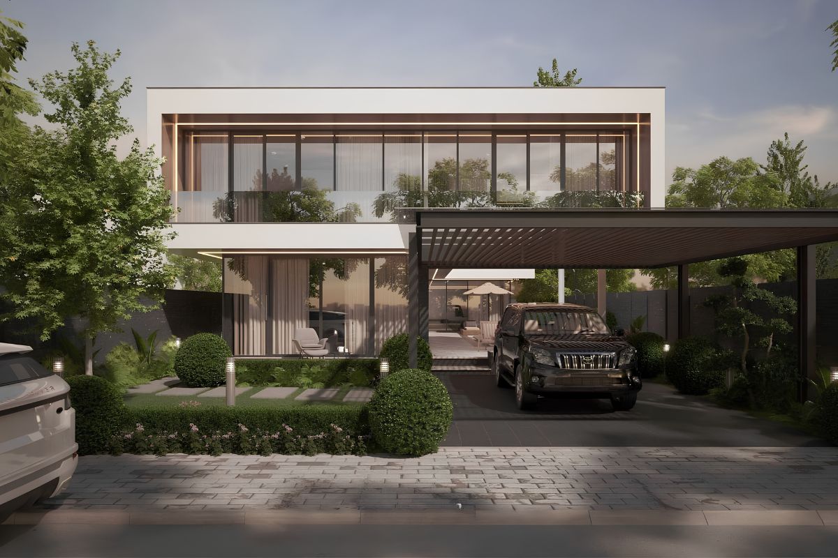 Mẫu Thiết Kế Biệt Thự 2 Tầng 100m2 Đẹp, Tối Ưu Công Năng Và Chi Phí Năm 2026 28 Kích thước gara và lối xe cần được tính toán theo loại phương tiện, bán kính quay đầu và khoảng mở cửa (Ảnh: Sưu tầm)