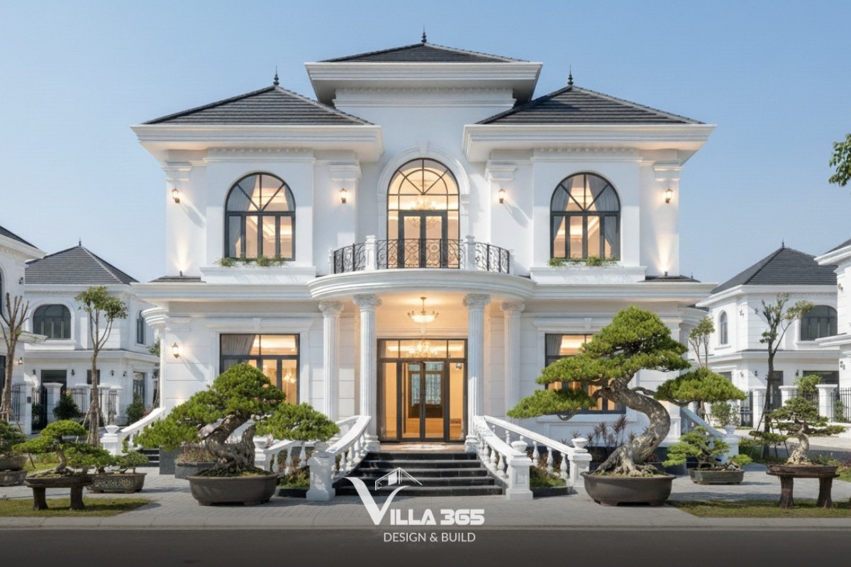 Biệt thự 2 tầng 3 gian mang vẻ đẹp truyền thống Việt Nam kết hợp công năng sống hiện đại, phù hợp với những gia đình yêu không gian sân vườn rộng rãi 