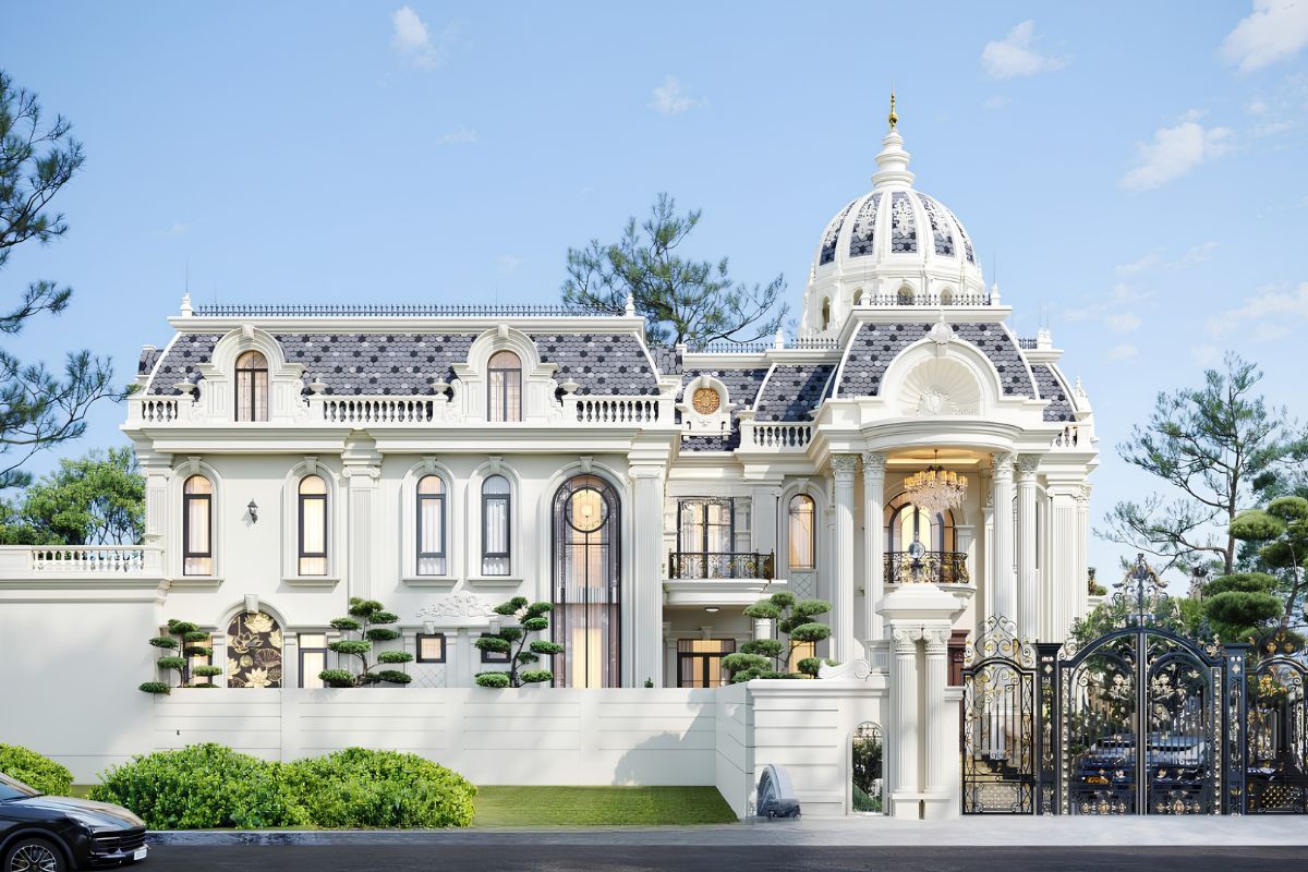 Mẫu biệt thự 2 tầng châu Âu sang trọng & xu hướng 2026 17 Biệt thự 2 tầng châu Âu mái Mansard mang đậm tinh thần kiến trúc Pháp với vẻ đẹp sang trọng, bề thế và quý phái (Ảnh: Sưu tầm)