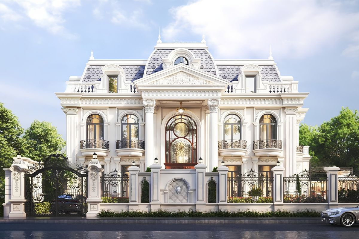 Mẫu biệt thự 2 tầng châu Âu sang trọng & xu hướng 2026 19 Thiết kế biệt thự 2 tầng châu Âu mái Mansard phù hợp với gia chủ yêu thích vẻ đẹp cổ điển, đẳng cấp và khác biệt (Ảnh: Sưu tầm)