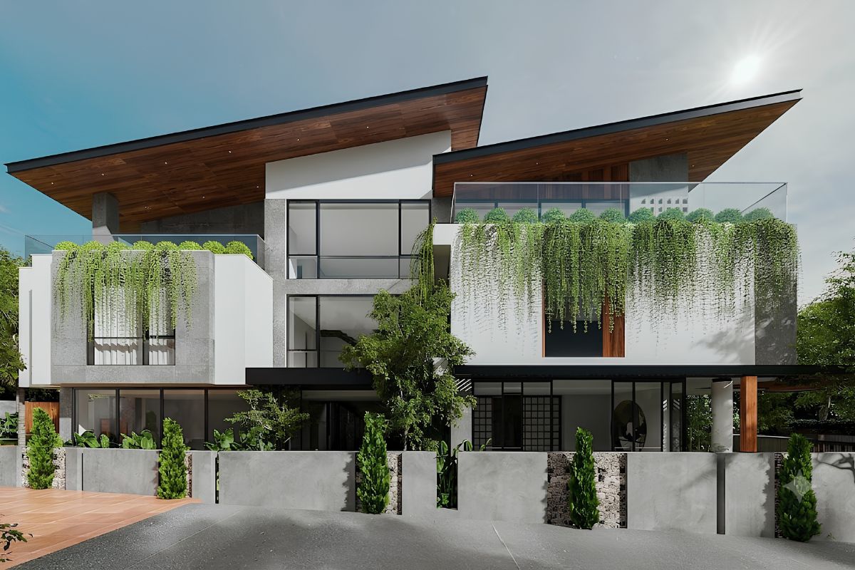Biệt thự 2 tầng mái lệch được ưa chuộng nhờ khả năng tối ưu công năng, thẩm mỹ và phù hợp xu hướng kiến trúc năm 2026  (Ảnh: Sưu tầm)
