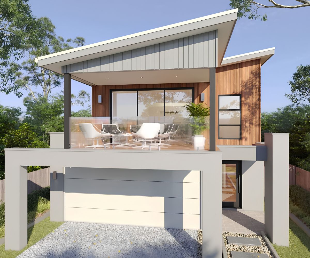 Giếng trời và cửa kính góc giúp xử lý hiệu quả khoảng giao giữa hai cánh nhà biệt thự chữ L (Ảnh: Sưu tầm)