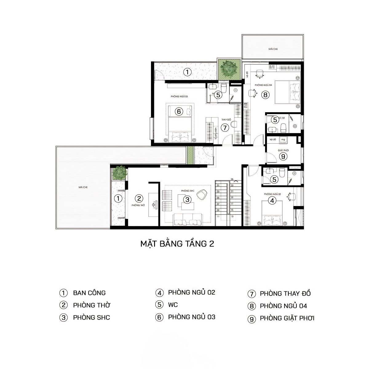 Biệt thự 2 tầng mái lệch 150m2 dễ dàng bổ sung phòng thờ, phòng làm việc và phòng thay đồ tiện nghi (Ảnh: Sưu tầm)