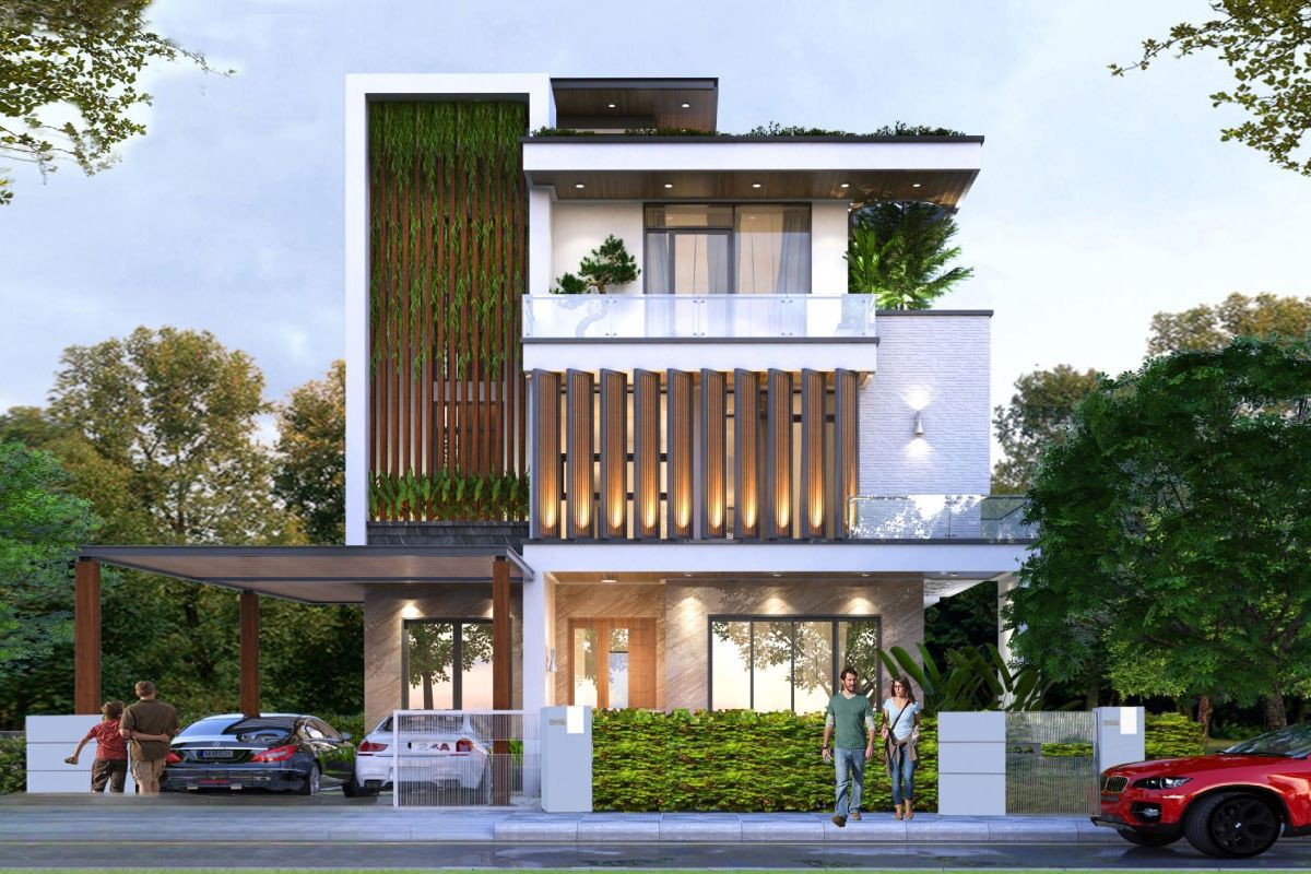 Mẫu biệt thự 3 tầng 1 tum đẹp phong cách hiện đại giúp gia chủ kiểm soát chi phí mà vẫn giữ được vẻ thời thượng  (Ảnh: Sưu tầm)
