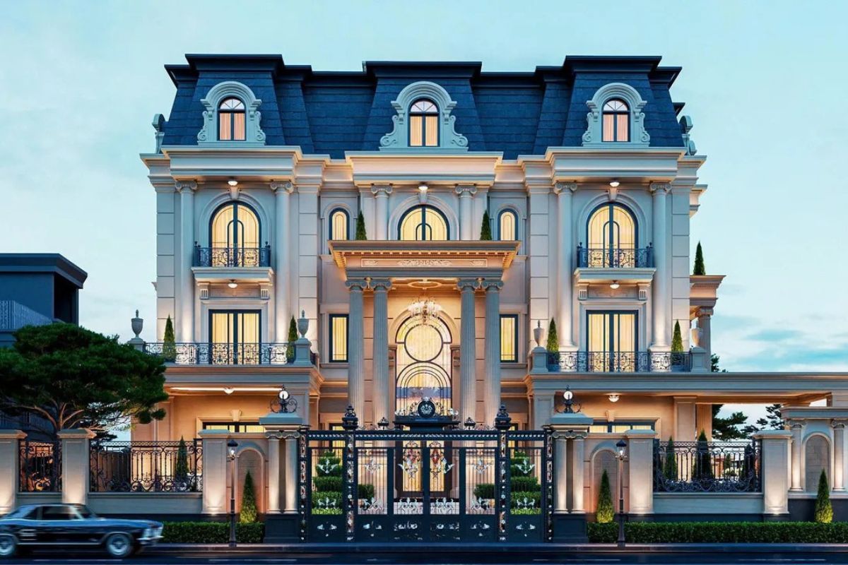 Với biệt thự 3 tầng 1 tum sang trọng, mặt tiền là nơi thể hiện rõ gu thẩm mỹ và vị thế của gia chủ  (Ảnh: Sưu tầm)