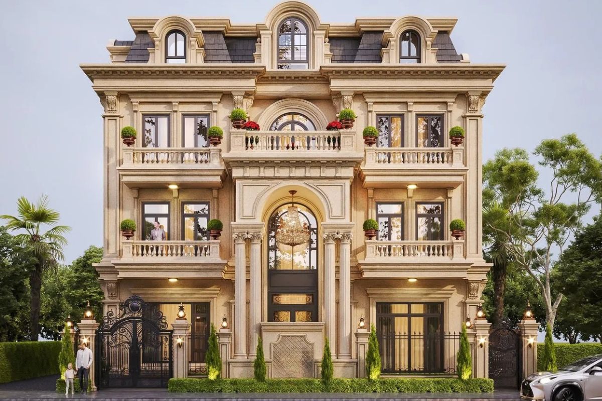 Tầng tum kết hợp mái Mansard hoặc mái vòm giúp công trình cao ráo, bề thế và hài hòa tỷ lệ  (Ảnh: Sưu tầm)