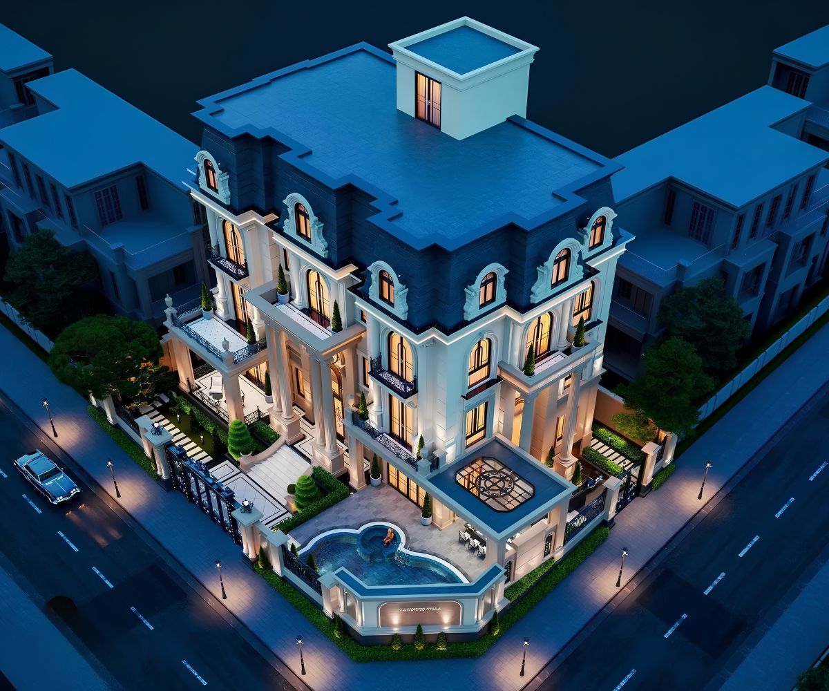 Biệt thự 3 tầng 1 tum sân vườn phù hợp gia chủ có quỹ đất rộng, yêu thích không gian sống gần thiên nhiên (Ảnh: Sưu tầm)