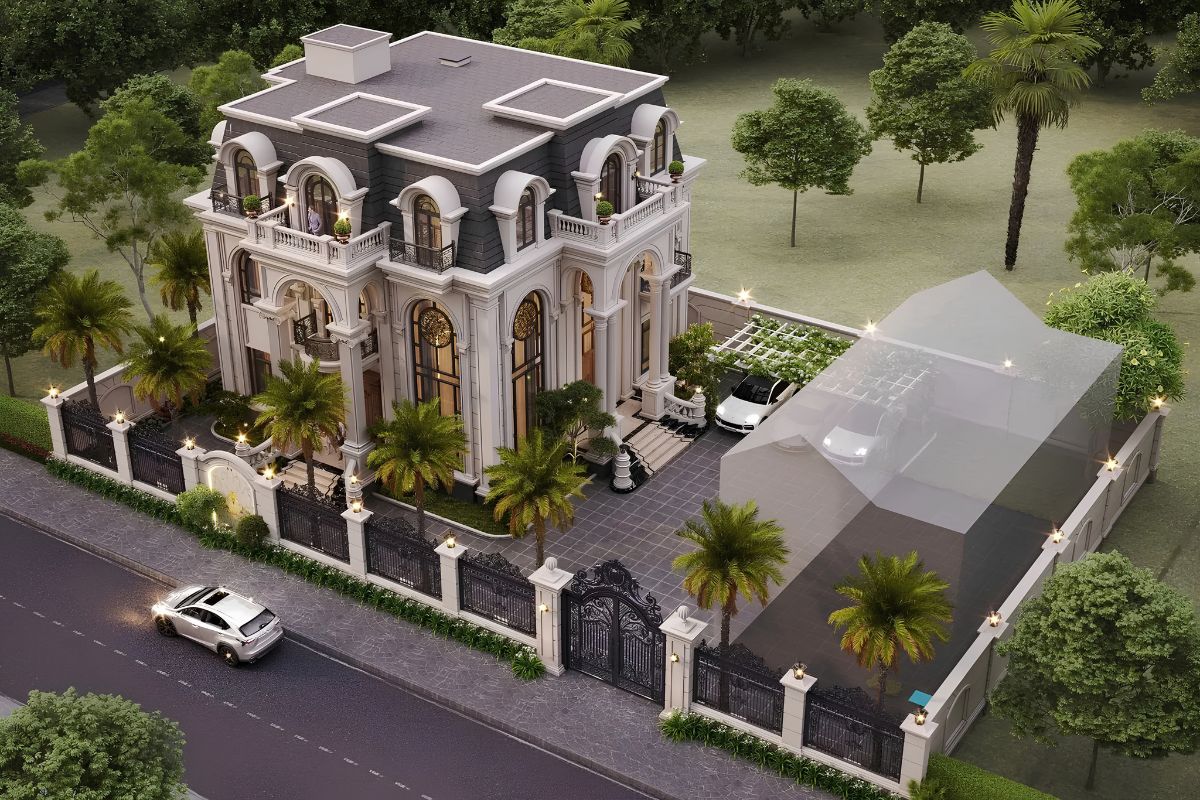 Khoảng thở quanh nhà giúp công trình đón sáng, đón gió và giảm cảm giác bí bách của biệt thự nhiều tầng  (Ảnh: Sưu tầm)