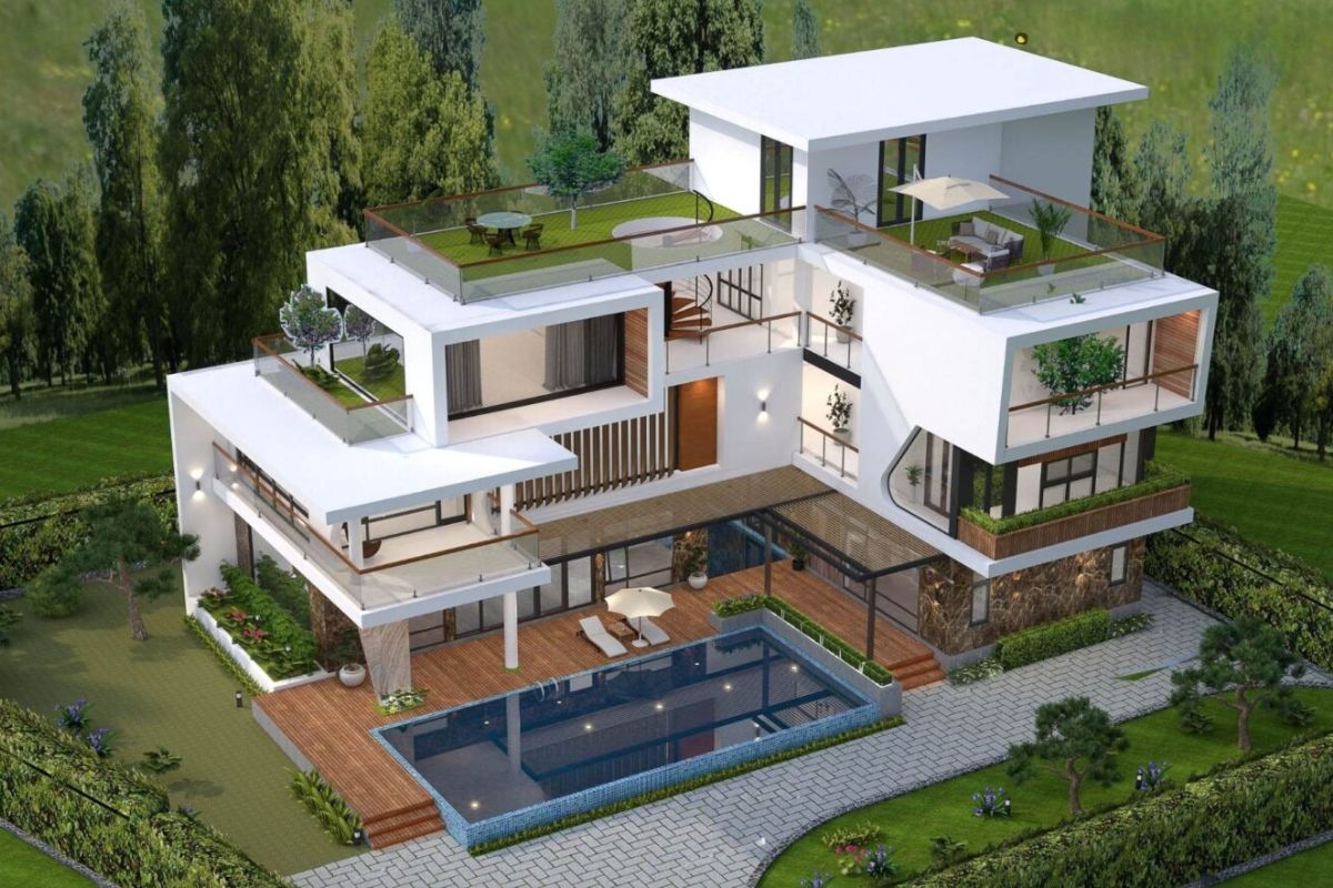 Đây là mẫu biệt thự 3 tầng 1 tum lý tưởng cho gia đình nhiều thế hệ cần sự yên tĩnh và tiện nghi (Ảnh: Sưu tầm)