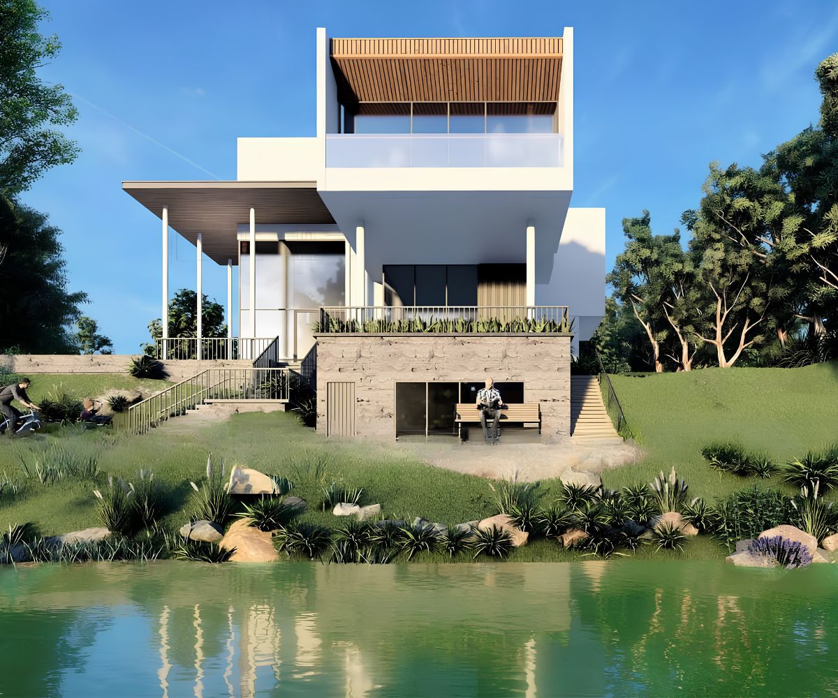 Mẫu Biệt Thự 3 Tầng Hiện Đại 120m2 Đẹp & Báo Giá Xây Dựng 2026 24 Biệt thự 3 tầng 120m2 sân vườn cân bằng hài hòa giữa diện tích xây dựng và không gian xanh (Ảnh: Sưu tầm)