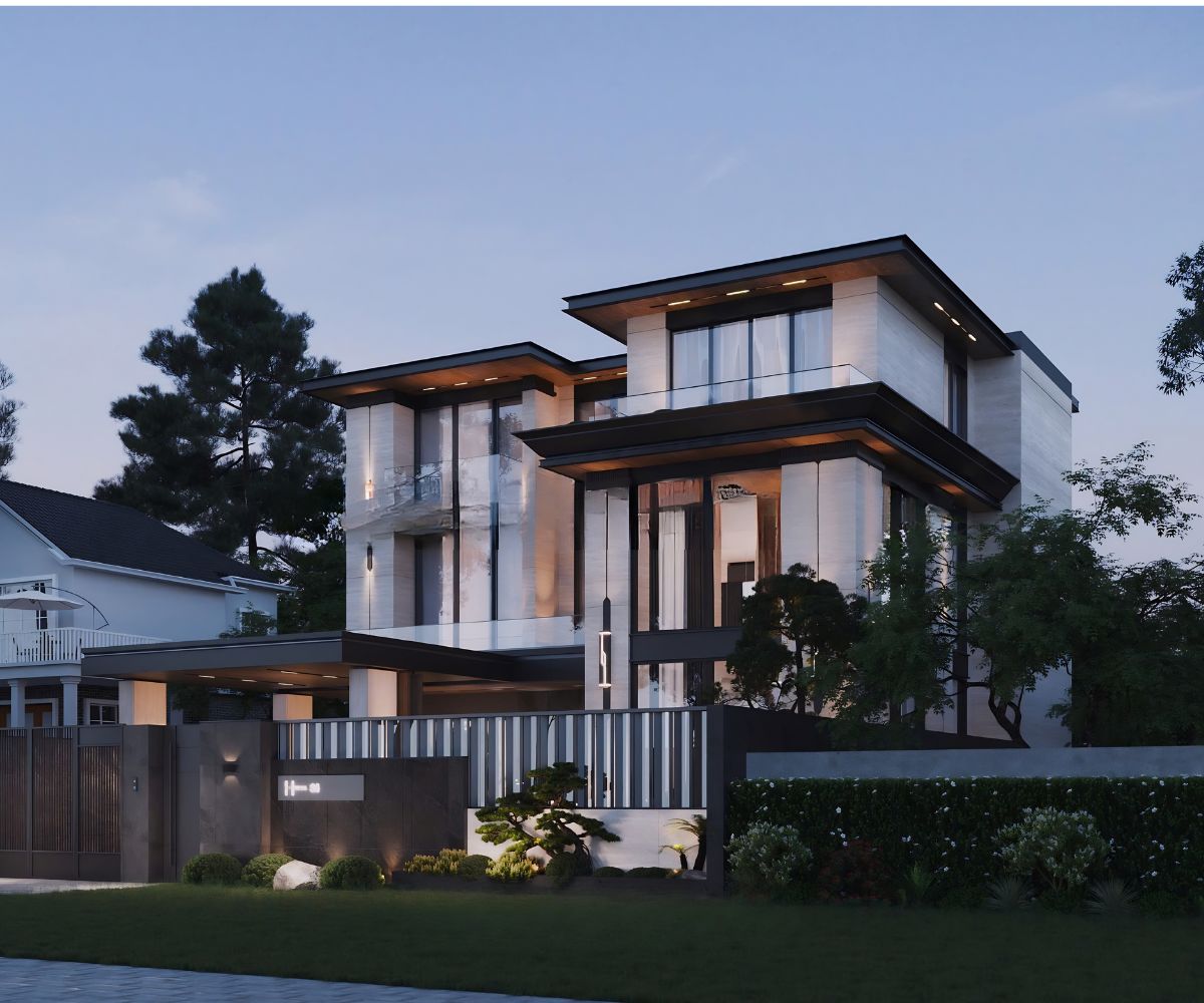 Mẫu Biệt Thự 3 Tầng Hiện Đại 120m2 Đẹp & Báo Giá Xây Dựng 2026 33 Biệt thự 3 tầng 120m2 có gara cần tính hợp lý kích thước đỗ xe, lối đi và khả năng thông gió (Ảnh: Sưu tầm)