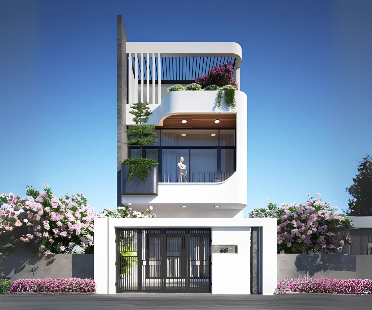 Mẫu Biệt Thự 3 Tầng 8x12m Sang Trọng & Báo Giá Thi Công Trọn Gói 2026 3 Biệt thự 3 tầng 8x12m hiện đại nổi bật với hình khối vuông vức và mặt tiền 8m khỏe khoắn (Ảnh: Sưu tầm)