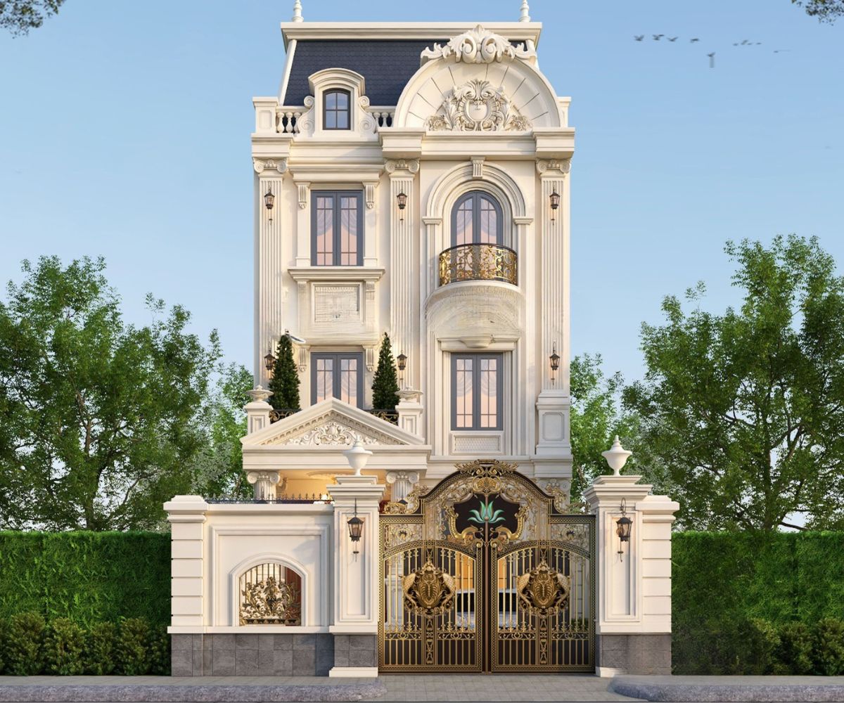 Mẫu Biệt Thự 3 Tầng 8x12m Sang Trọng & Báo Giá Thi Công Trọn Gói 2026 15 Mái Mansard giúp thiết kế biệt thự 3 tầng 8x12m kiểu Pháp thêm cao ráo, bề thế và khác biệt (Ảnh: Sưu tầm)