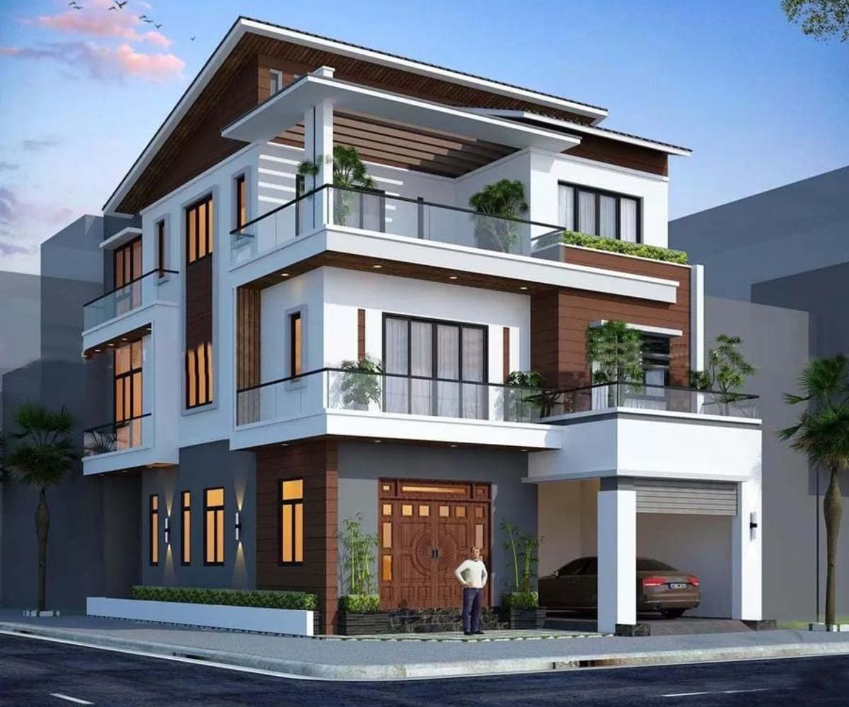 Mẫu biệt thự 3 tầng mái lệch đẹp hiện đại & báo giá thi công 2026 35 Trước khi xây biệt thự 3 tầng mái lệch, gia chủ nên làm rõ các vấn đề về chi phí, chống nóng, diện tích đất phù hợp và khả năng kết hợp sân vườn (Ảnh: Sưu tầm)