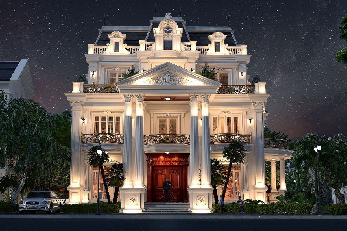 Mái ngói xanh than kết hợp tường trắng giúp biệt thự 3 tầng tân cổ điển thêm sang trọng, bề thế và cuốn hút  (Ảnh: Sưu tầm)