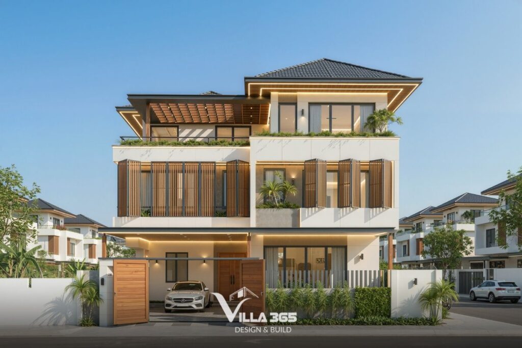 biệt thự 3 tầng mái ngói