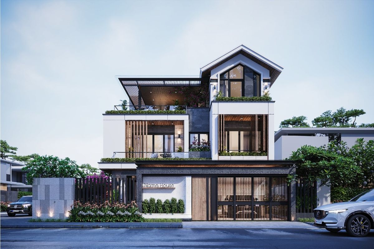 Mái Thái với độ dốc lớn không chỉ nâng cao tính thẩm mỹ mà còn tối ưu khả năng chống thấm và thoát nước mưa.( Ảnh: Sưu tầm )