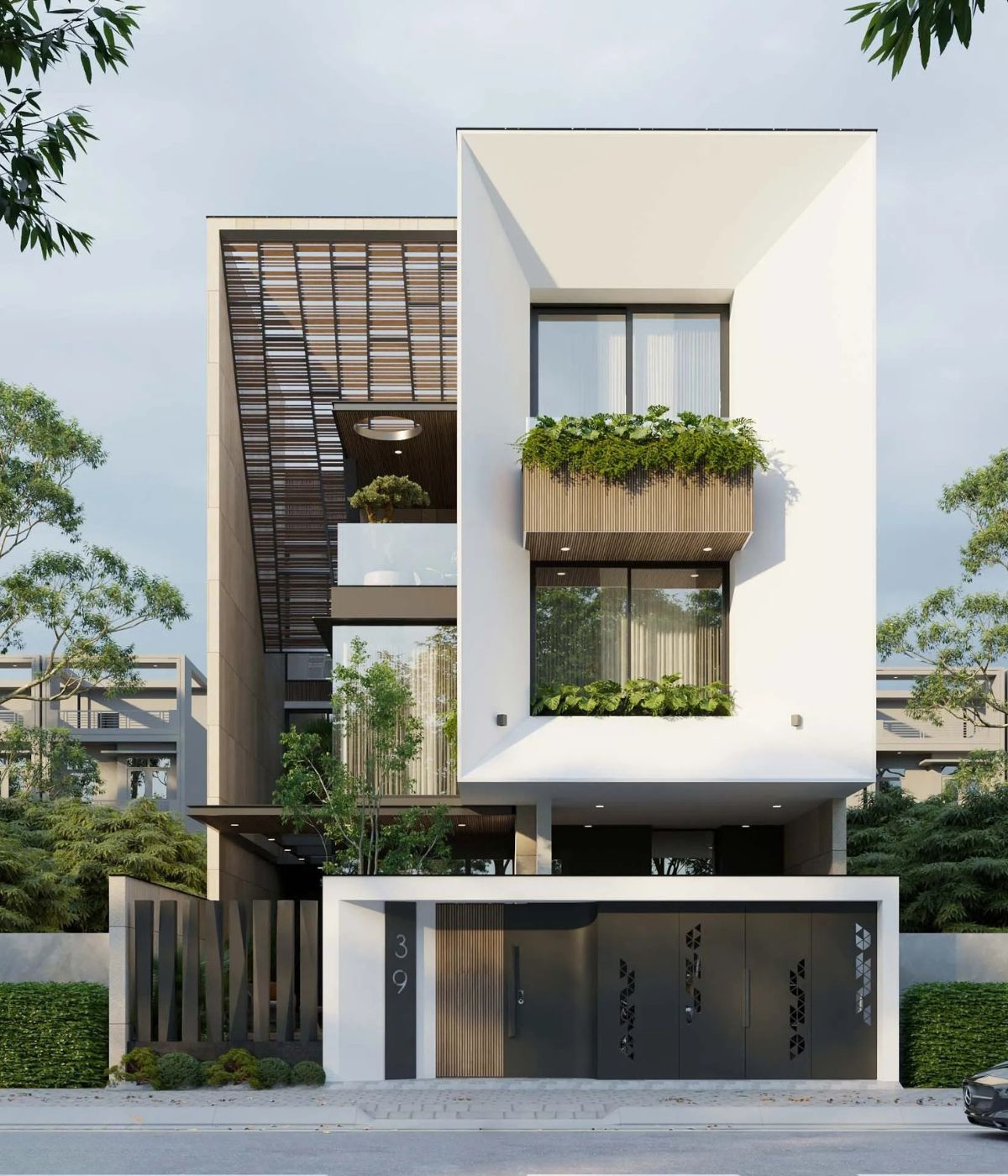 Mẫu biệt thự 3 tầng mặt tiền 10m đẹp nhất 2026: Báo giá & bản vẽ chi tiết 4 Biệt thự 3 tầng mái bằng là lựa chọn phù hợp cho gia đình trẻ yêu thích không gian sống hiện đại, thoáng sáng và dễ tối ưu công năng (Ảnh: Sưu tầm)