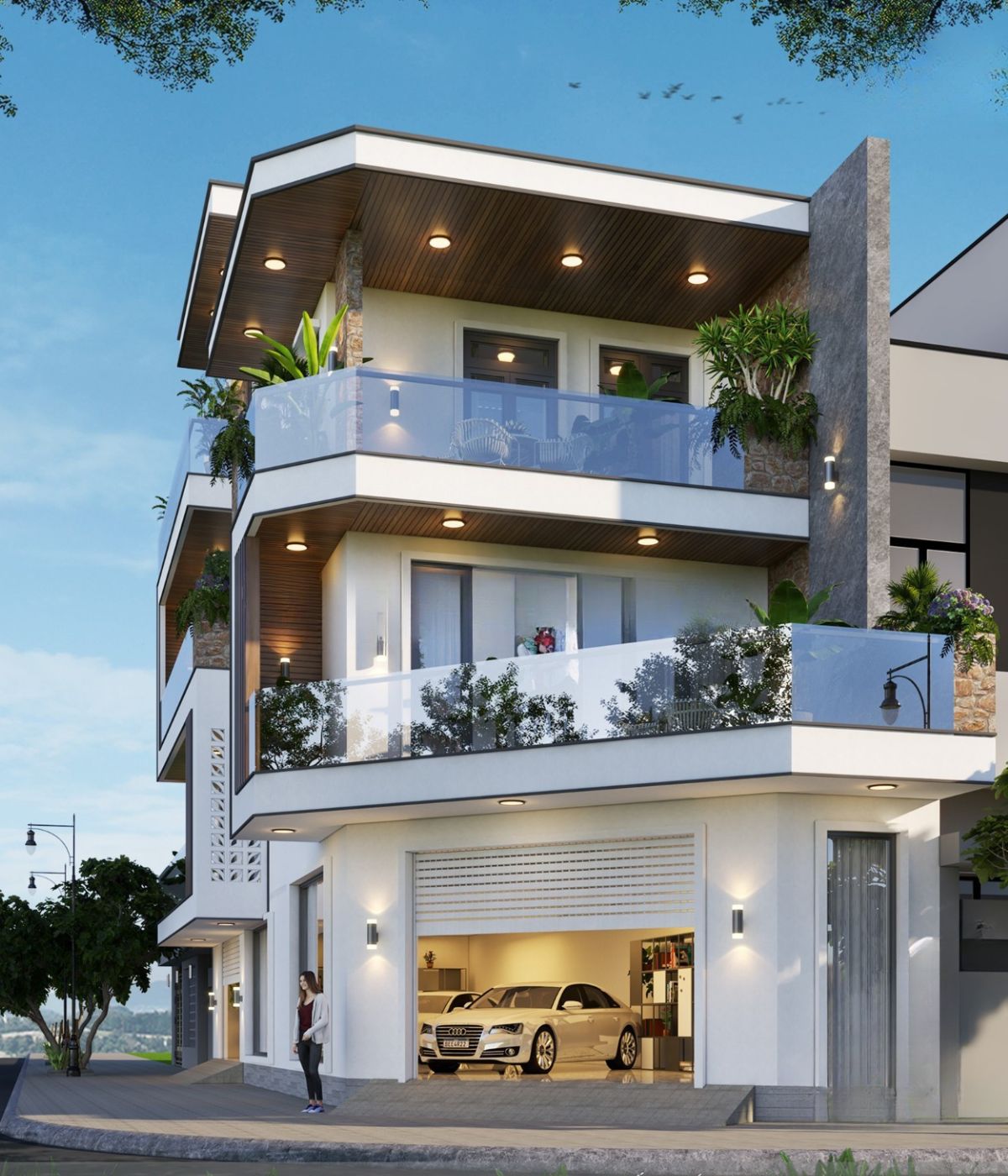 Mẫu biệt thự 3 tầng mặt tiền 10m đẹp nhất 2026: Báo giá & bản vẽ chi tiết 28 Biệt thự 3 tầng mặt tiền 10m kết hợp kinh doanh phù hợp với những lô đất nằm trên trục đường lớn hoặc khu dân cư sầm uất (Ảnh: Sưu tầm)