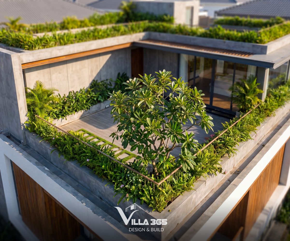 Chill Villa – “Ốc đảo xanh” giữa chốn thị thành 5 Các bồn cây bê tông chạy dọc lan can trồng kín cây bụi nhỏ