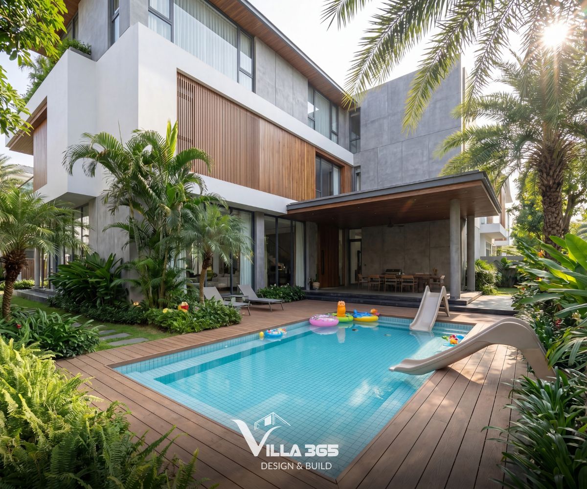Chill Villa – “Ốc đảo xanh” giữa chốn thị thành 16 Từ phòng khách, bếp ăn đến khu vực hồ bơi, dây chuyền công năng của Chill Villa được tổ chức mạch lạc, thuận tiện cho cả sinh hoạt hằng ngày và những buổi tụ họp