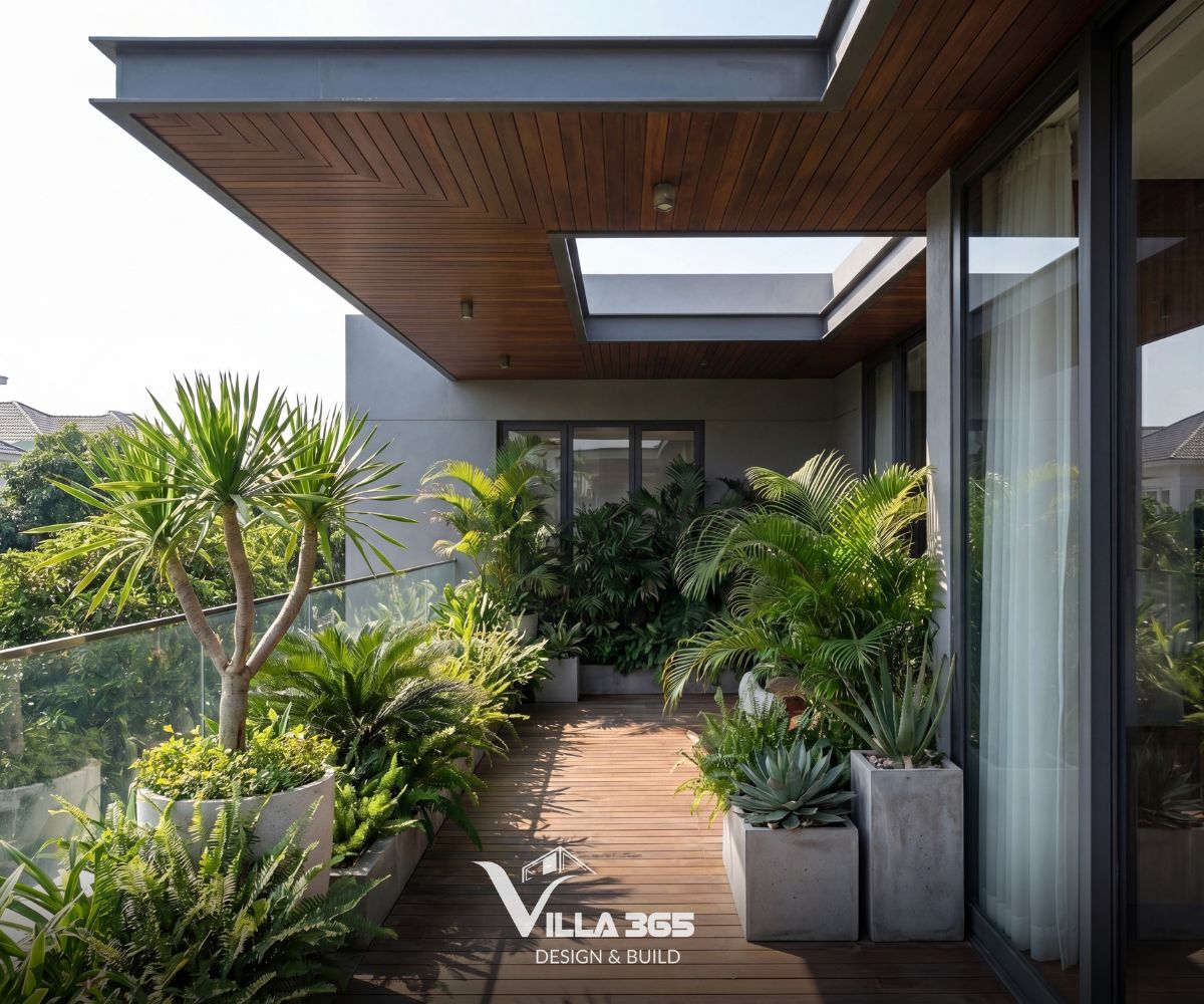 Eco Vista Home - Biệt thự phố “nấp” vào khoảng xanh thiên nhiên 8 Những dãy cây bụi chạy dọc lan can góp phần lọc không khí, giảm bức xạ mặt trời và mang lại cảm giác xanh mát cho ngôi nhà
