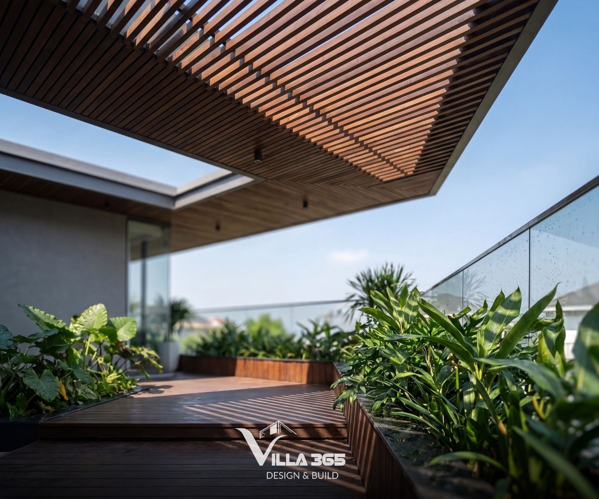 Eco Vista Home - Biệt thự phố “nấp” vào khoảng xanh thiên nhiên 11 Lam che và cây cối góp phần giảm nhiệt cho các không gian phòng ngủ bên dưới