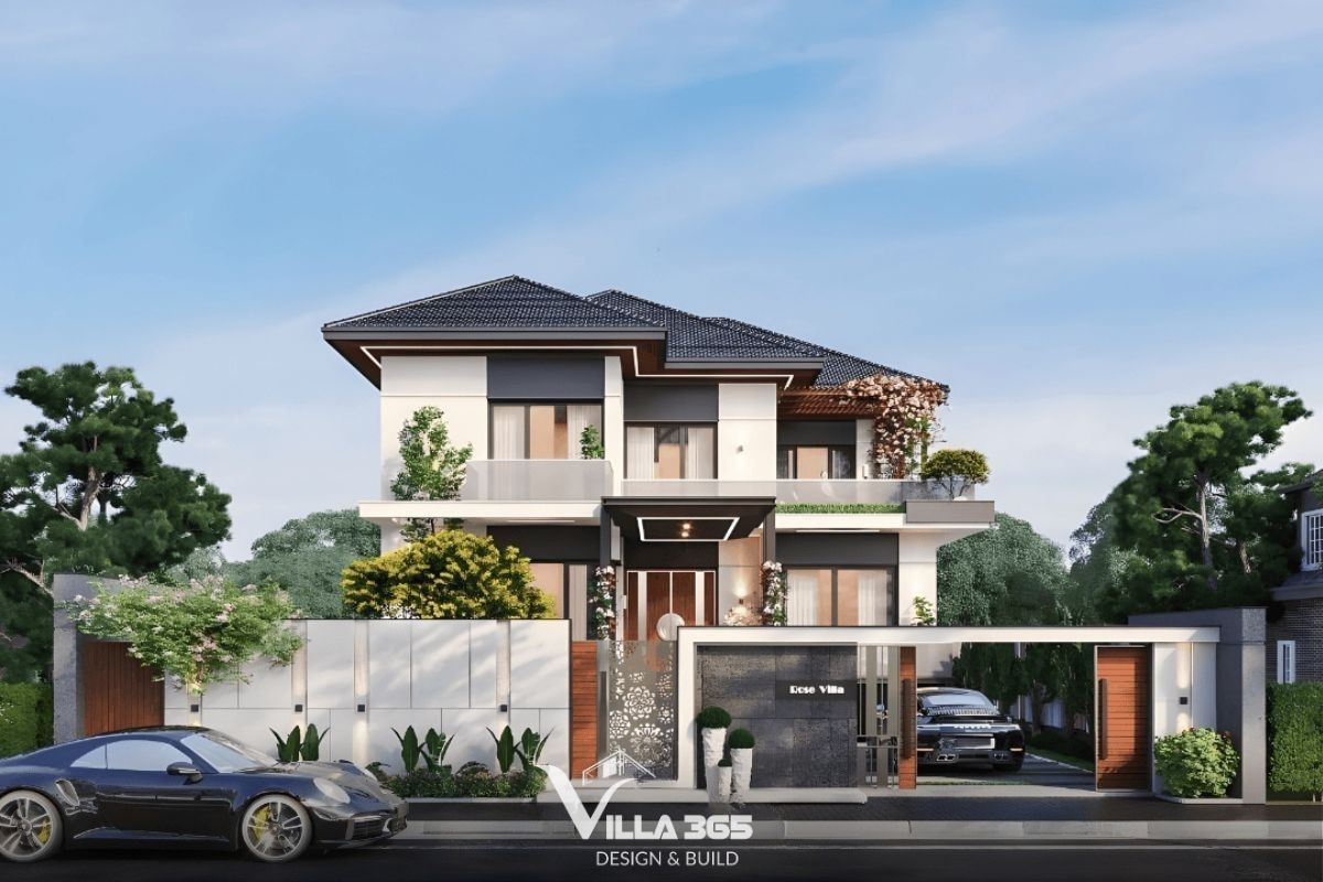 mẫu biệt thự 2 tầng 3 gian đẹp