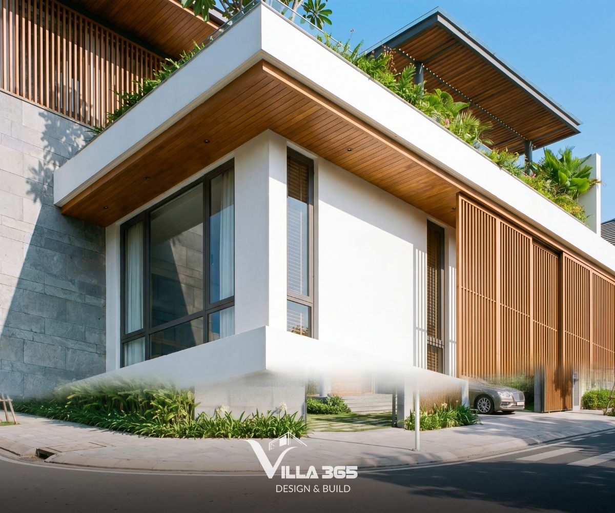 Phong Vy Villa – Đóng – mở hài hòa trong ngôn ngữ hình khối đương đại 7 Những mảng tường bê tông chắc chắn tạo lớp bảo vệ cần thiết, giúp công trình giữ được sự kín đáo trong khu đô thị san sát