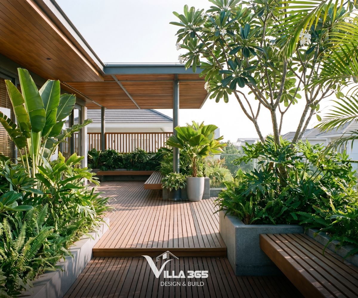 Phong Vy Villa – Đóng – mở hài hòa trong ngôn ngữ hình khối đương đại 11 Sàn lát ngoài trời có các đường rãnh nhỏ chống trơn trượt hiệu quả